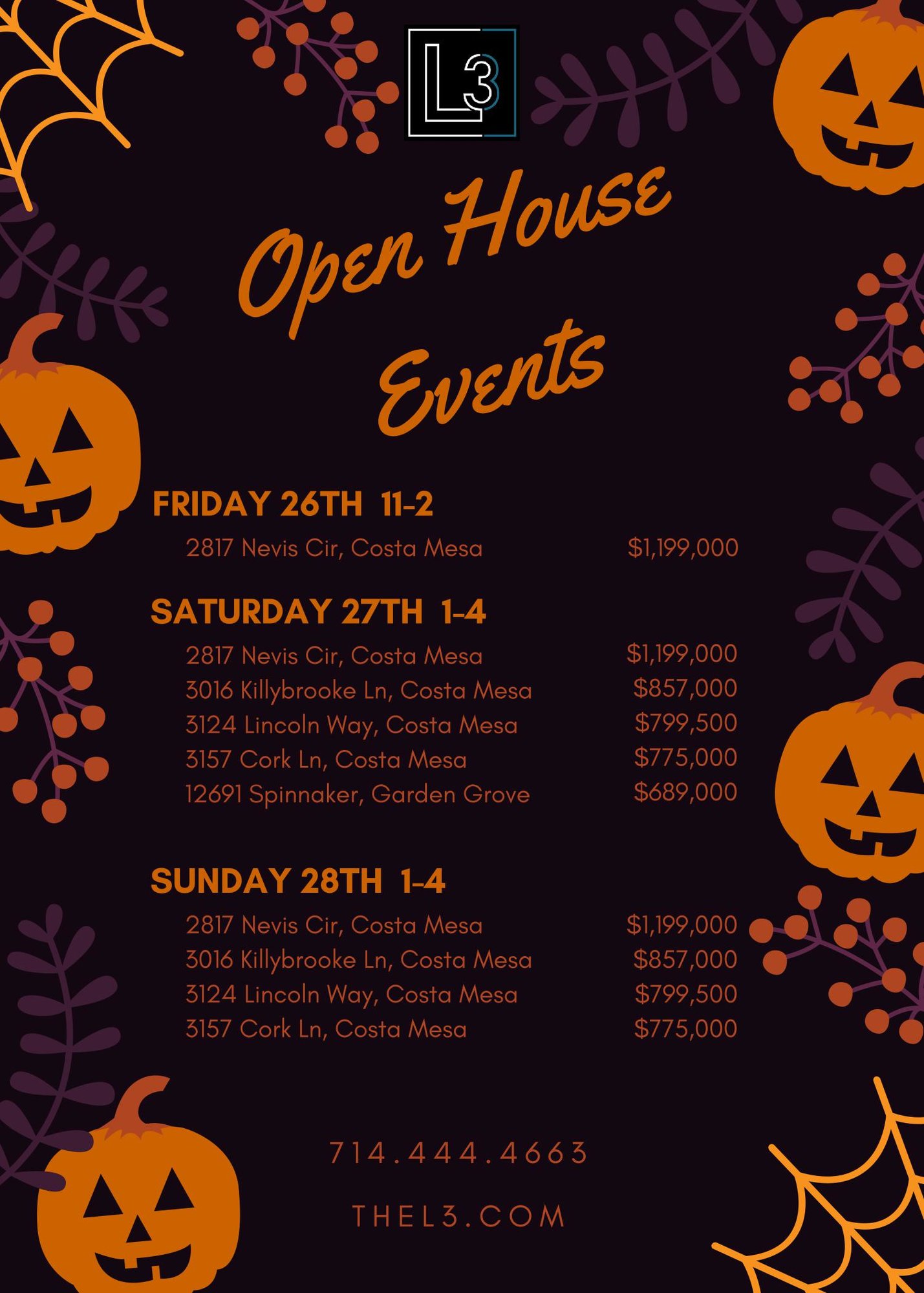 Open House Events 10.26-10.28